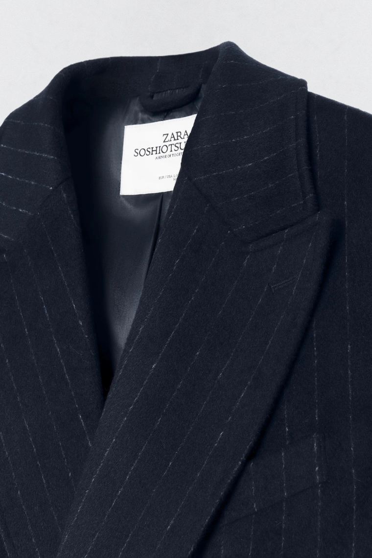 Пальто с крупной полоской в стиле oversize от soshiotsuki x zara