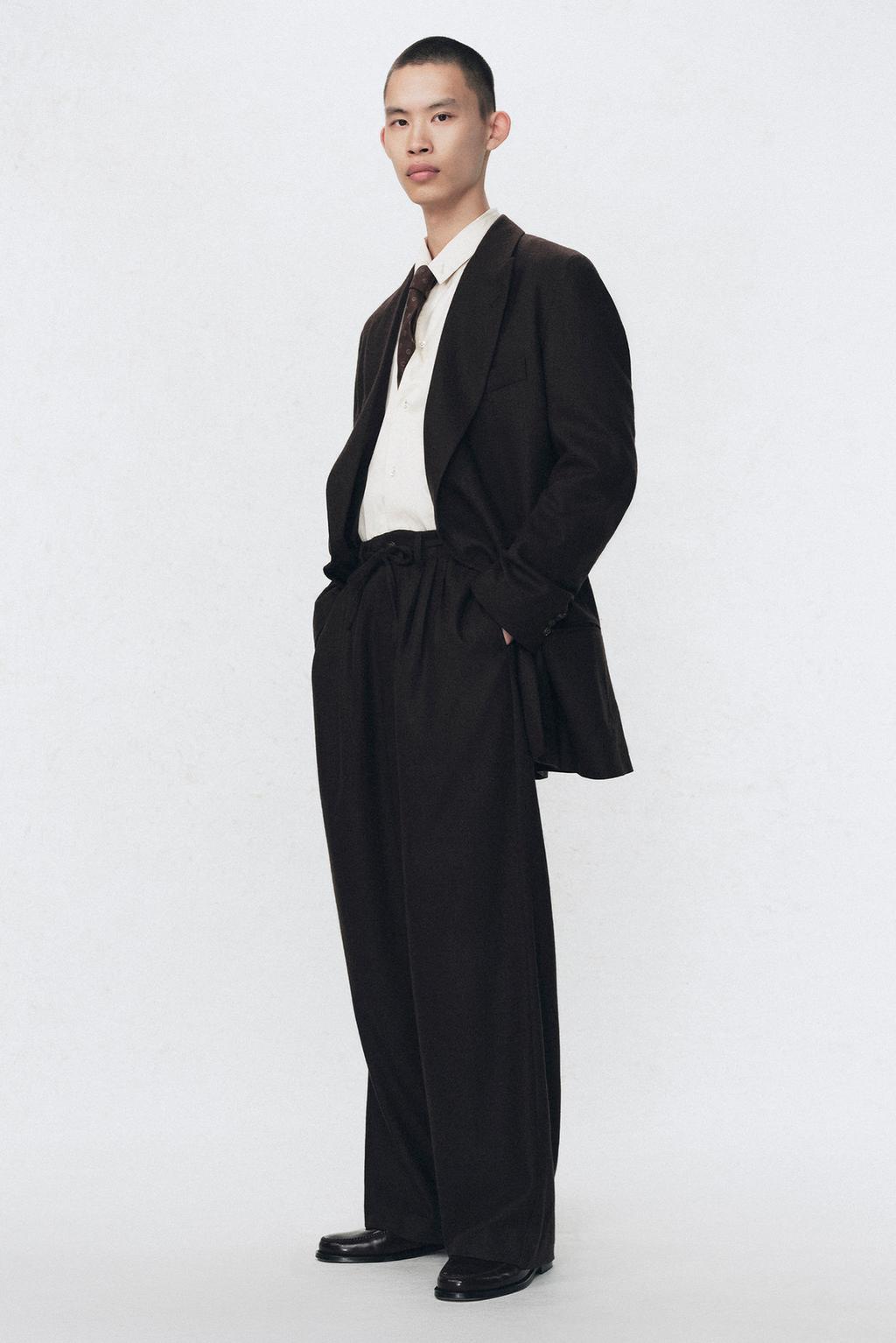 Плиссированные брюки костюма из фланели soshiotsuki x zara