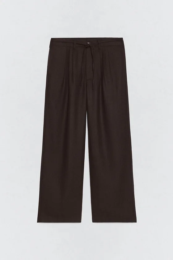 Плиссированные брюки костюма из фланели soshiotsuki x zara