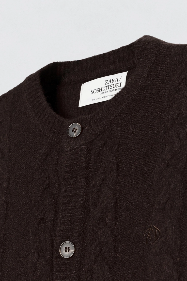 Кардиган из вязаной шерсти soshiotsuki x zara