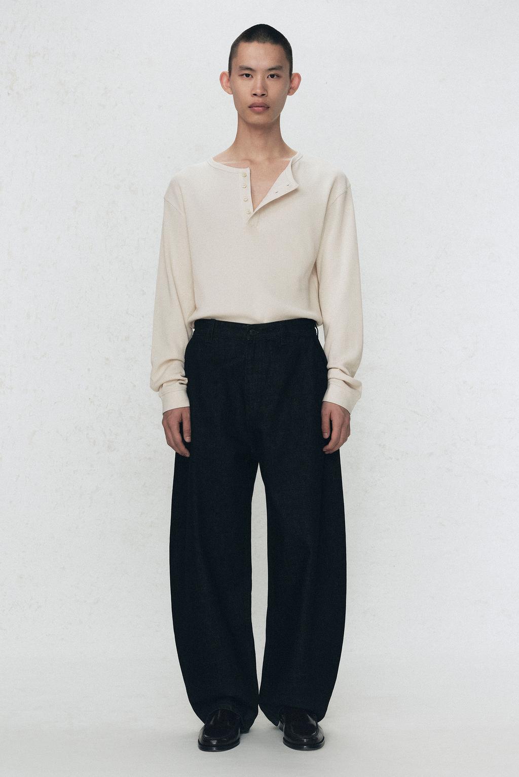 Джинсы с широкими штанинами и складками soshiotsuki x zara