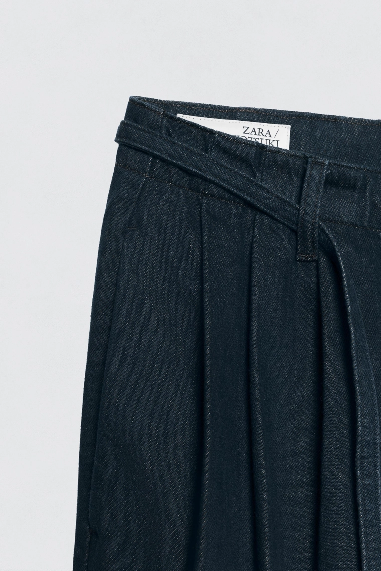 Джинсы с широкими штанинами и складками soshiotsuki x zara