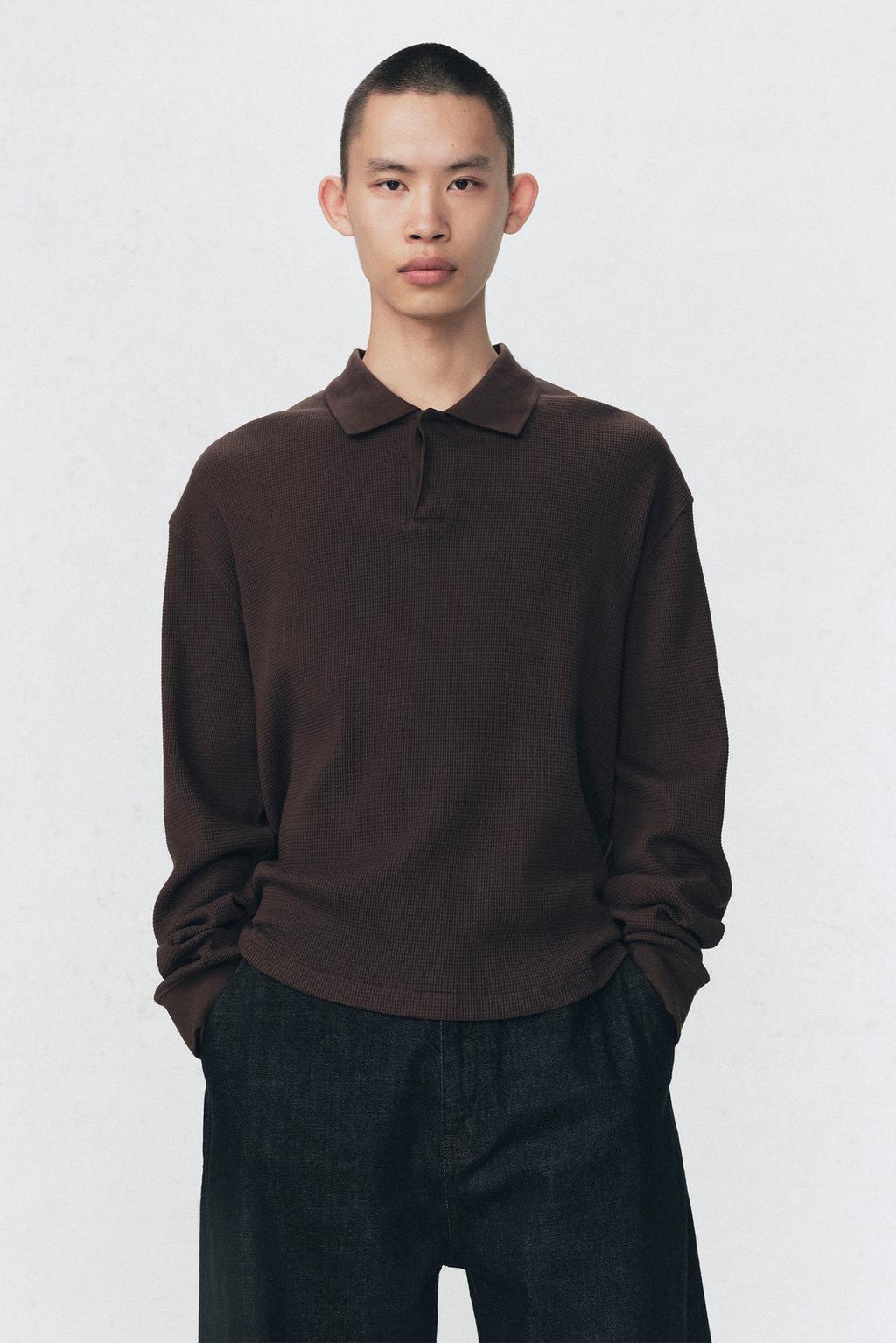 Поло с текстурным вязаным узором soshiotsuki x zara