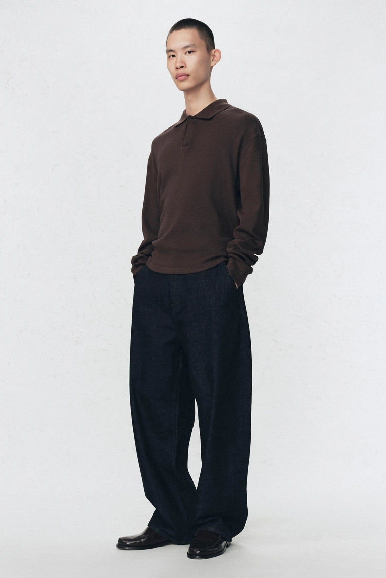 Поло с текстурным вязаным узором soshiotsuki x zara