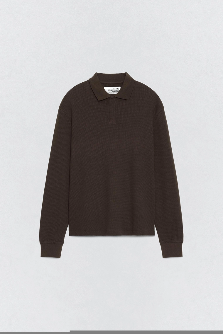 Поло с текстурным вязаным узором soshiotsuki x zara