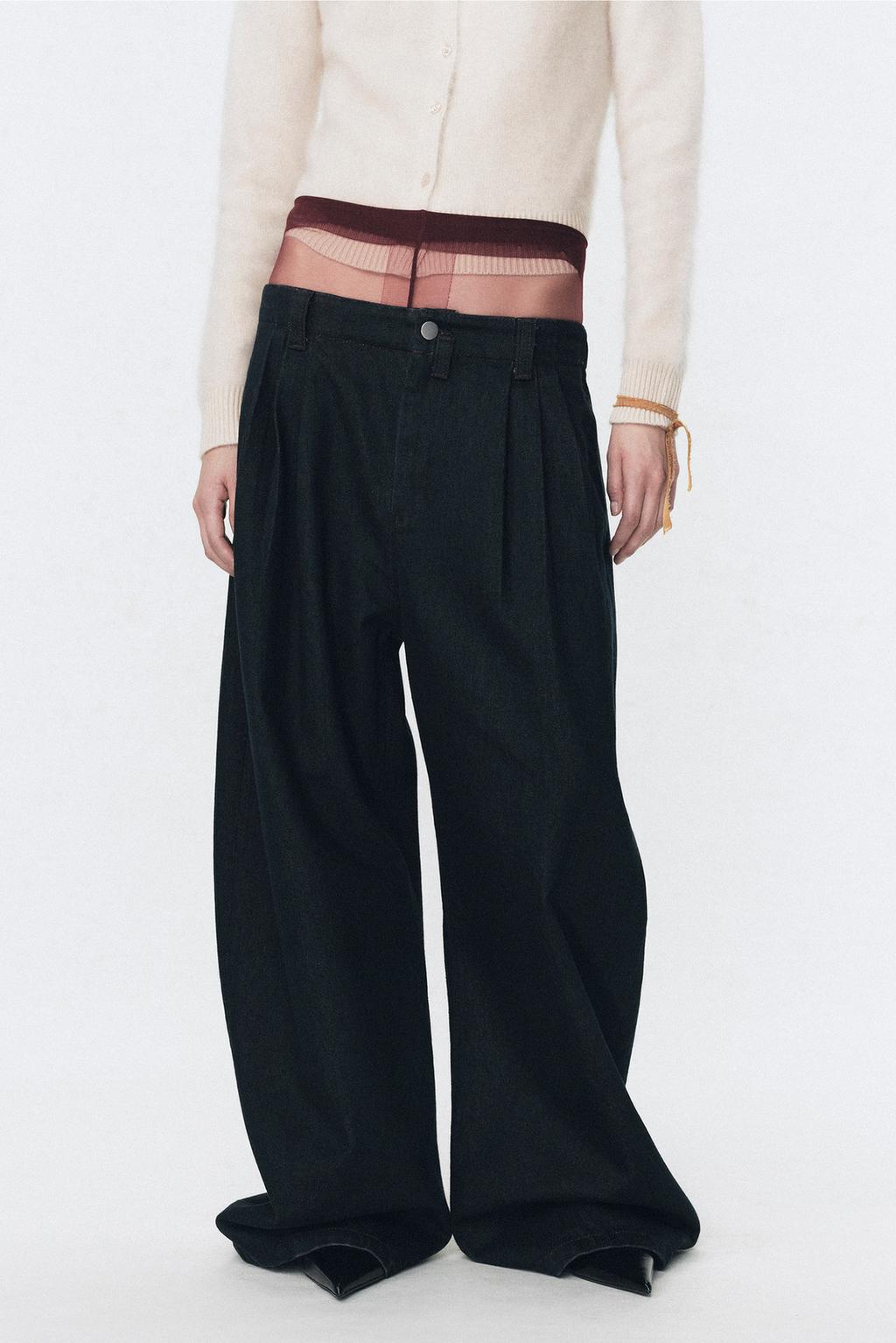 Джинсы широкие со складками soshiotsuki x zara