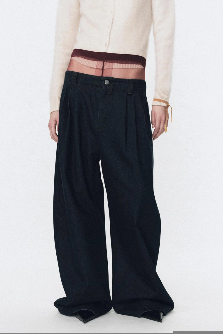 Джинсы широкие со складками soshiotsuki x zara