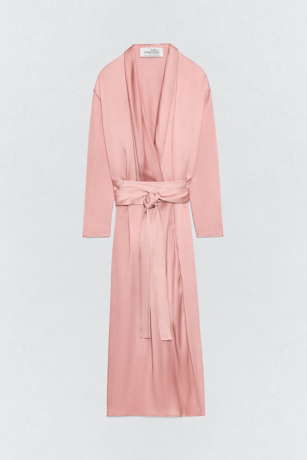 Платье с поясом из атласа soshiotsuki x zara