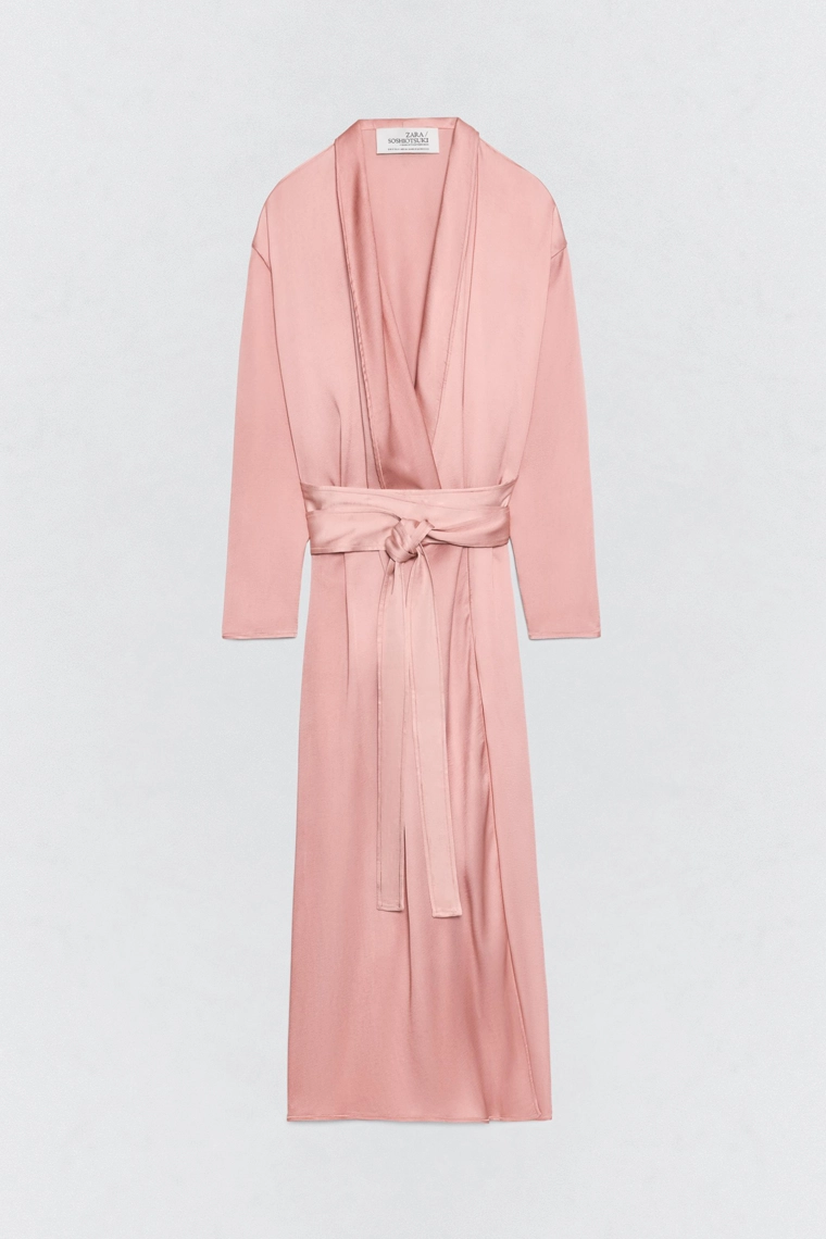 Платье с поясом из атласа soshiotsuki x zara