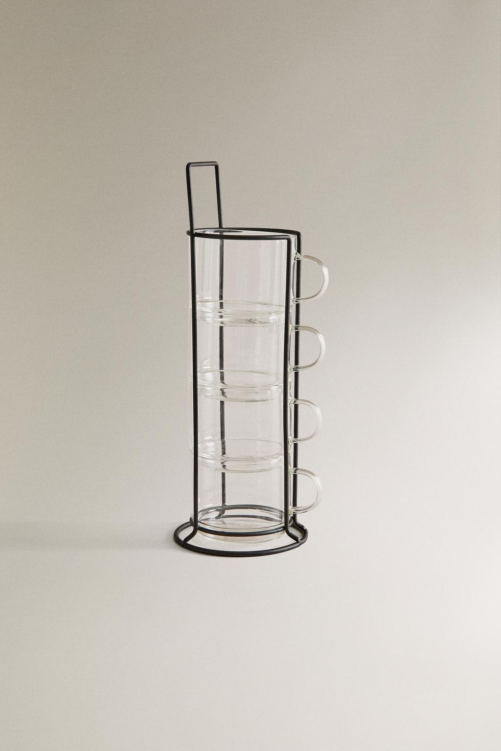 Набор кофейных чашек из боросиликатного стекла (комплект из 4 штук)