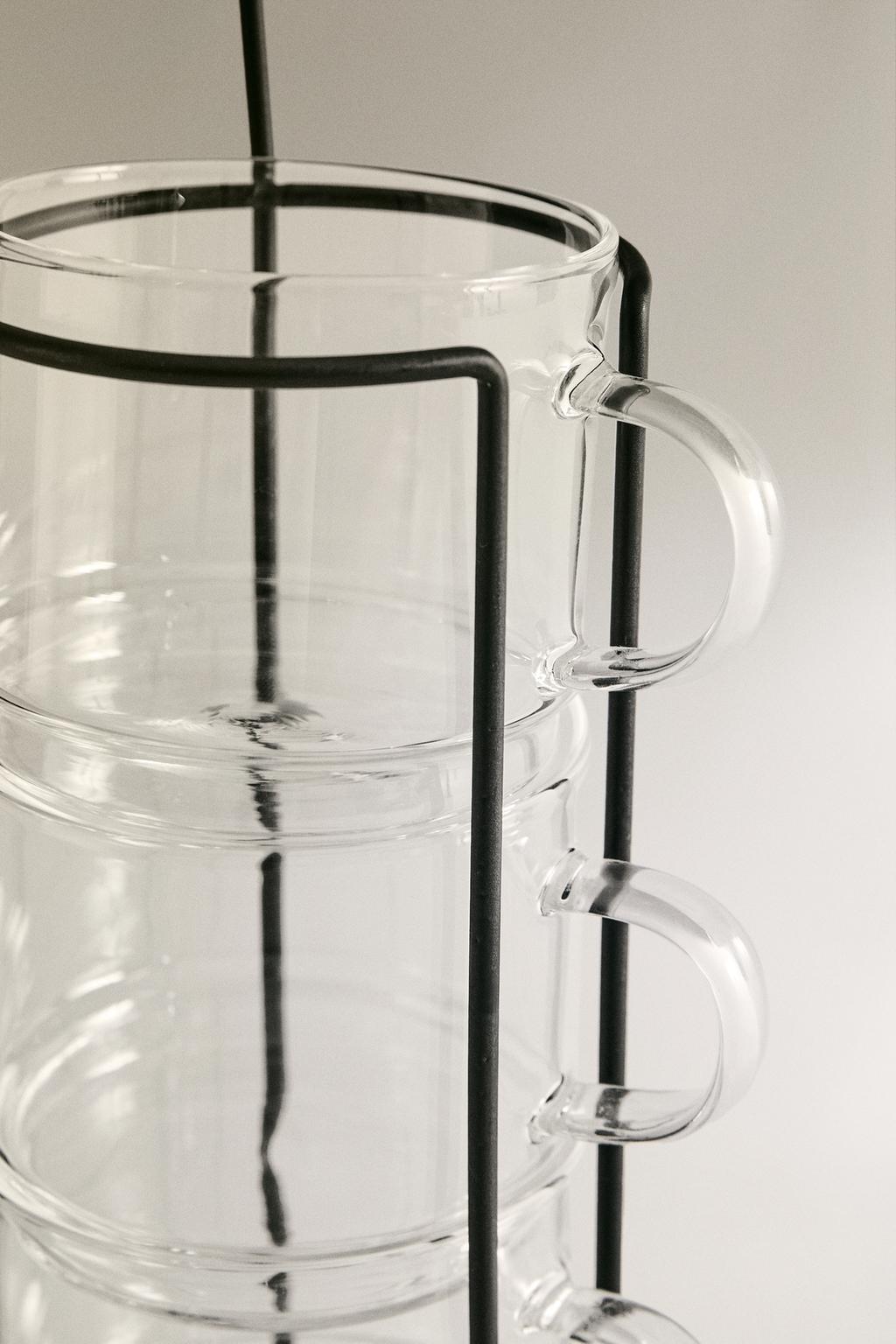 Набор кофейных чашек из боросиликатного стекла (комплект из 4 штук)