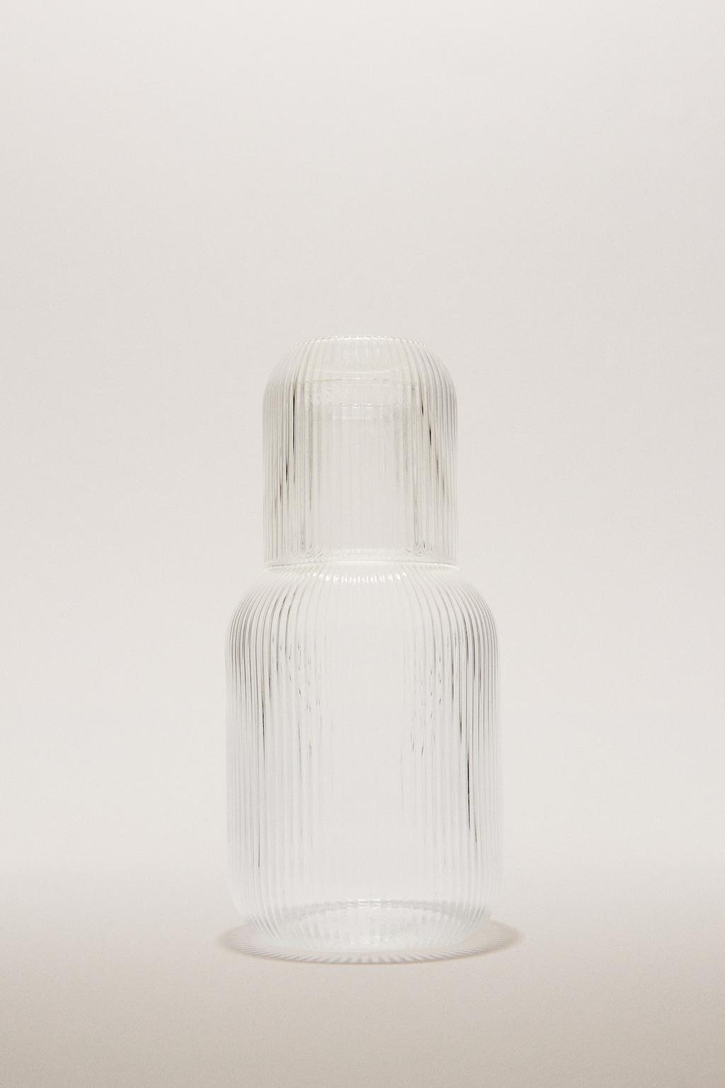 Набор для ночи из боросиликатного стекла с полосатым дизайном (набор из 2)