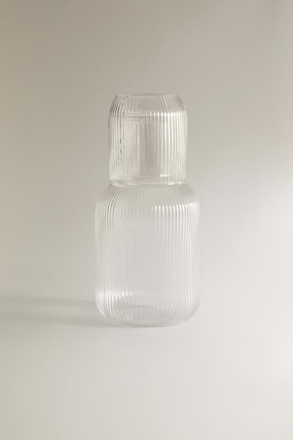 Набор для ночи из боросиликатного стекла с полосатым дизайном (набор из 2)