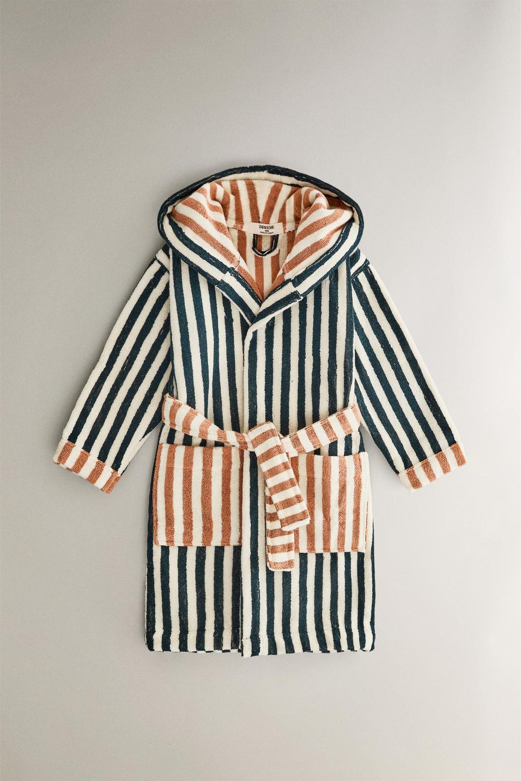 Детский халат с полосками, двусторонний