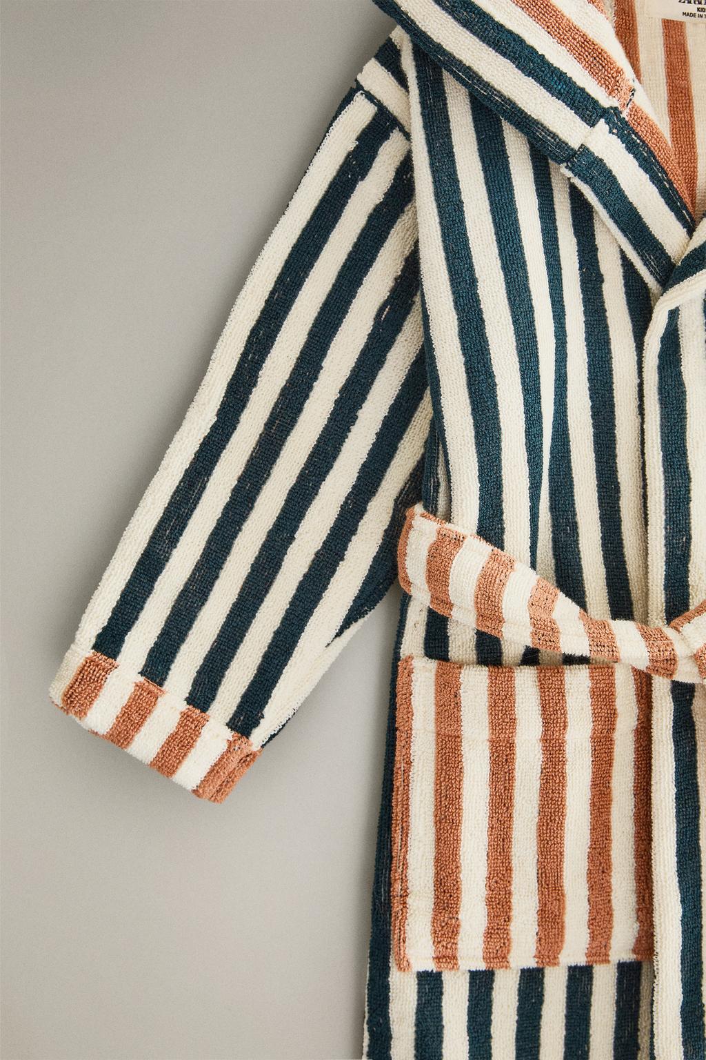 Детский халат с полосками, двусторонний