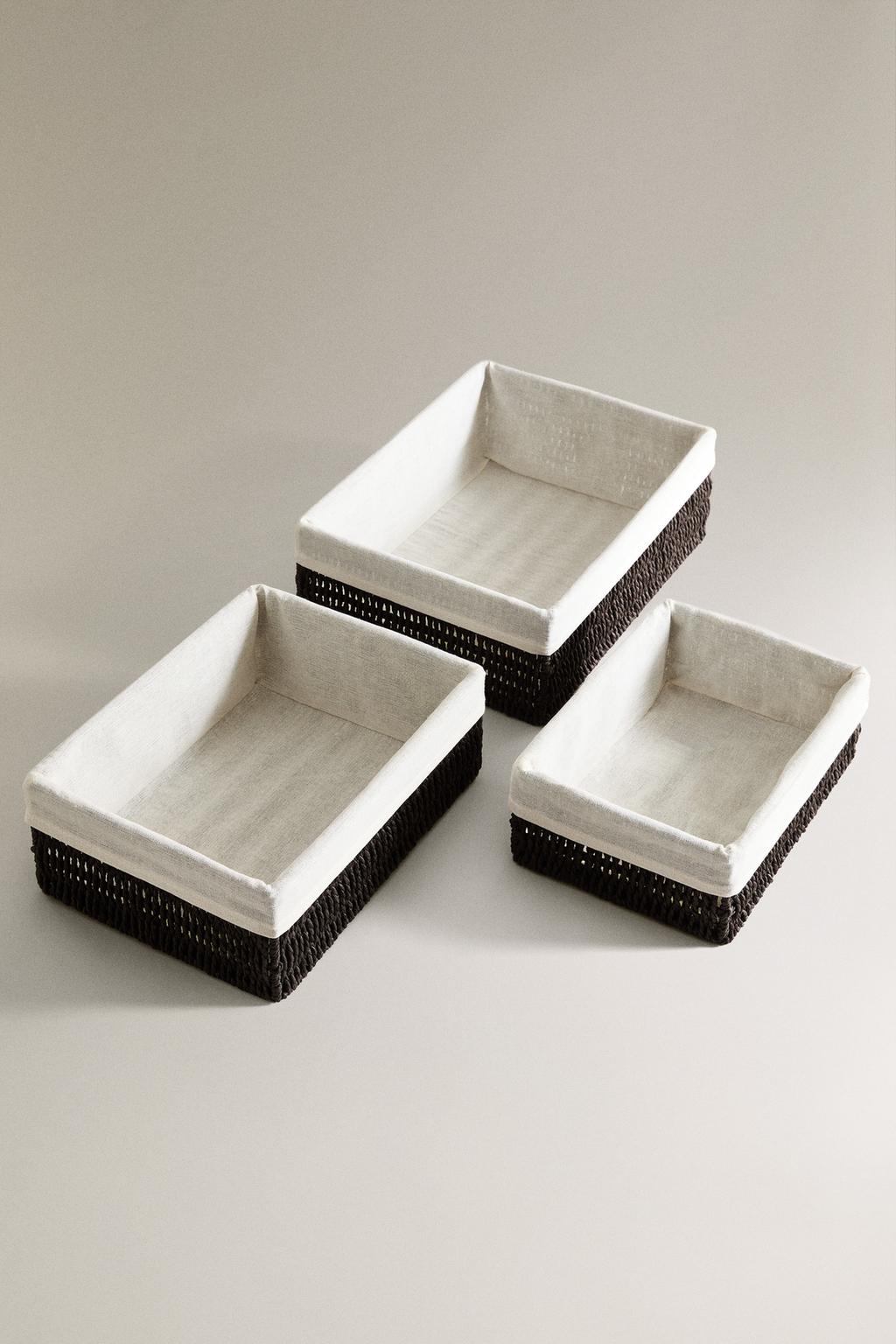 Прямоугольная тканевая корзина для интерьера