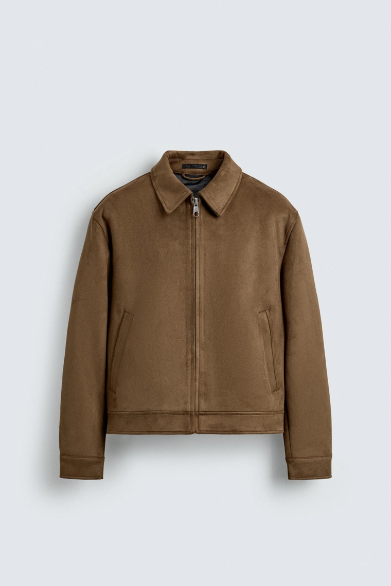 УКОРОЧЕННАЯ КУРТКА ИЗ ИСКУССТВЕННОЙ ЗАМШИ