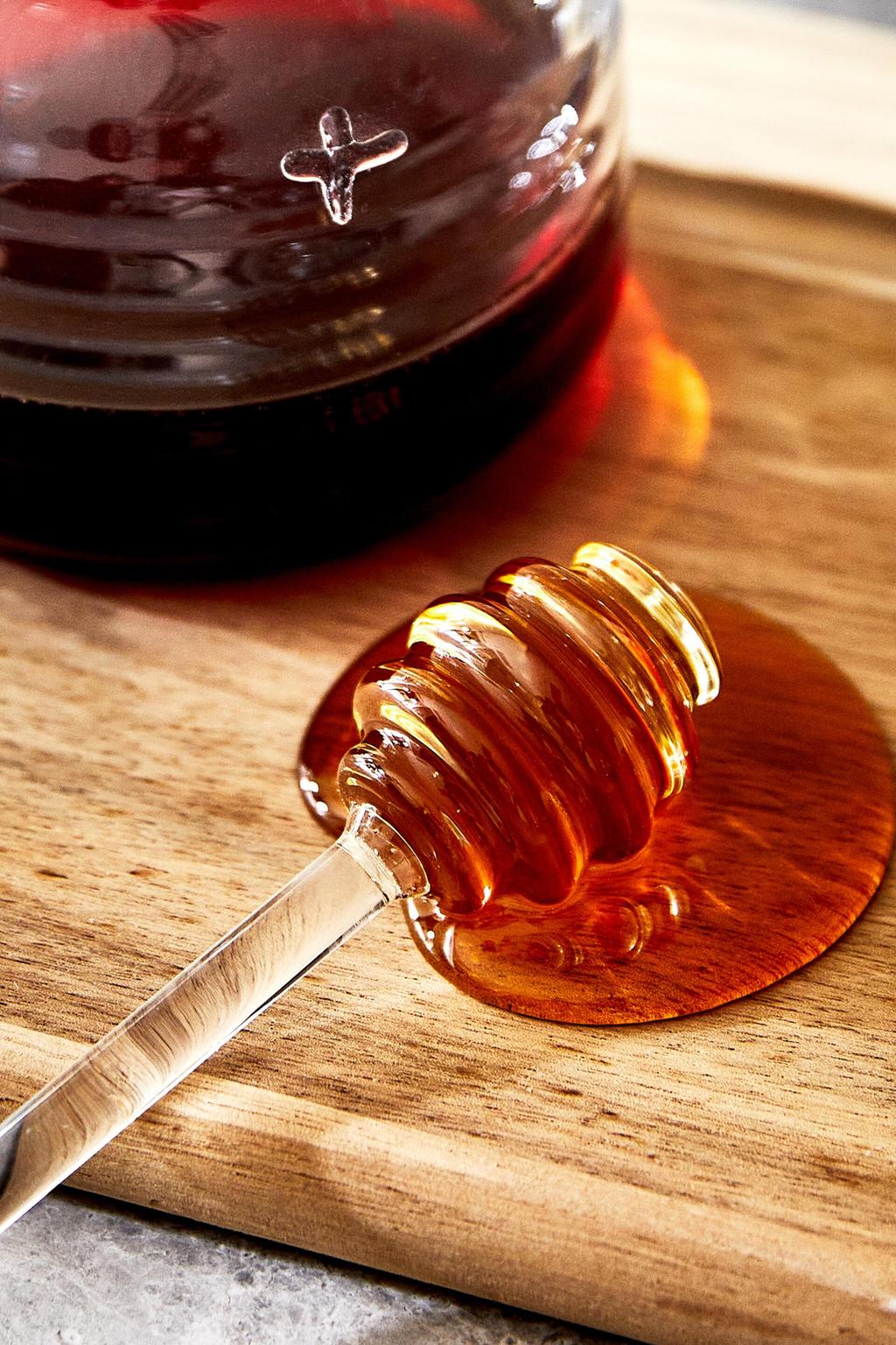 Банка для меда из боросиликатного стекла с рисунком пчелы