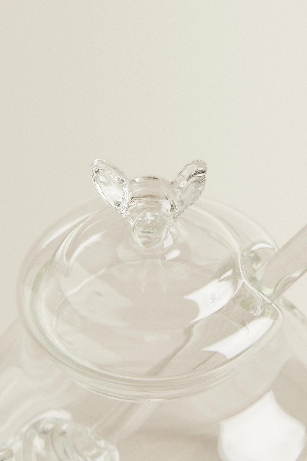 Банка для меда из боросиликатного стекла с рисунком пчелы