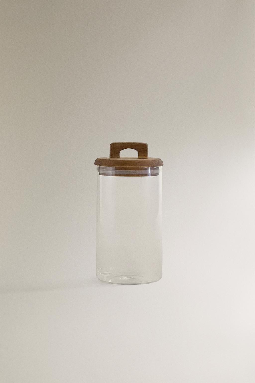 Банка для хранения из боросиликатного стекла и дерева