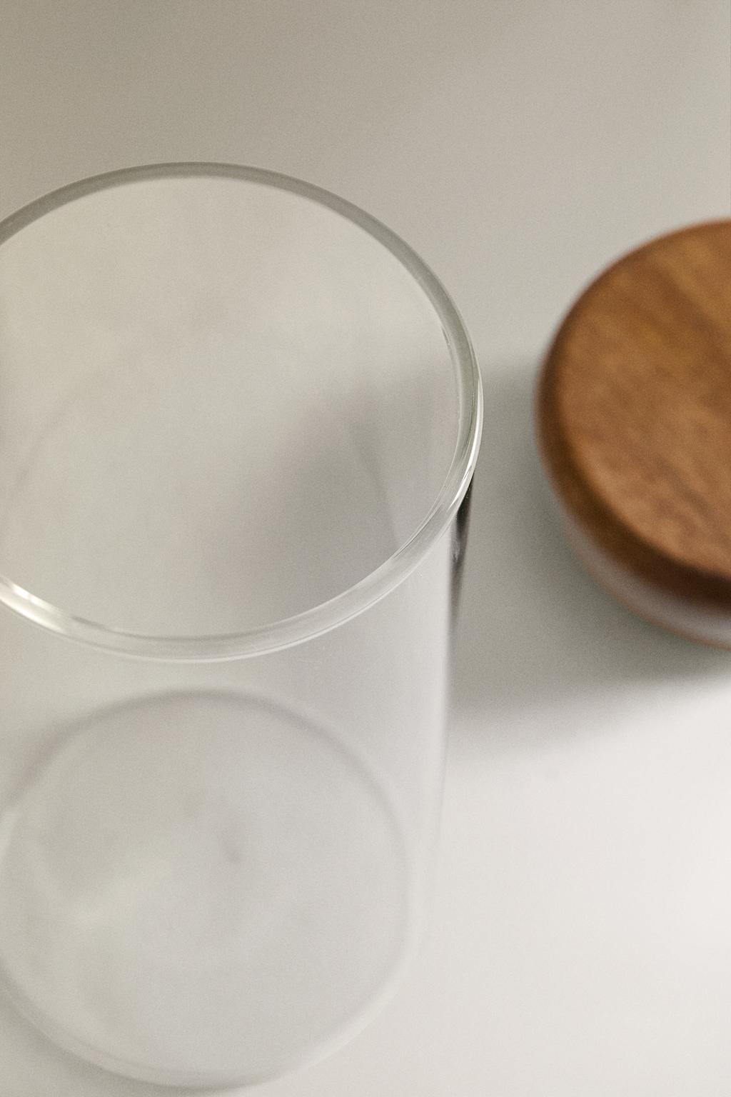 Стеклянная банка для хранения кухонных принадлежностей из дерева акации