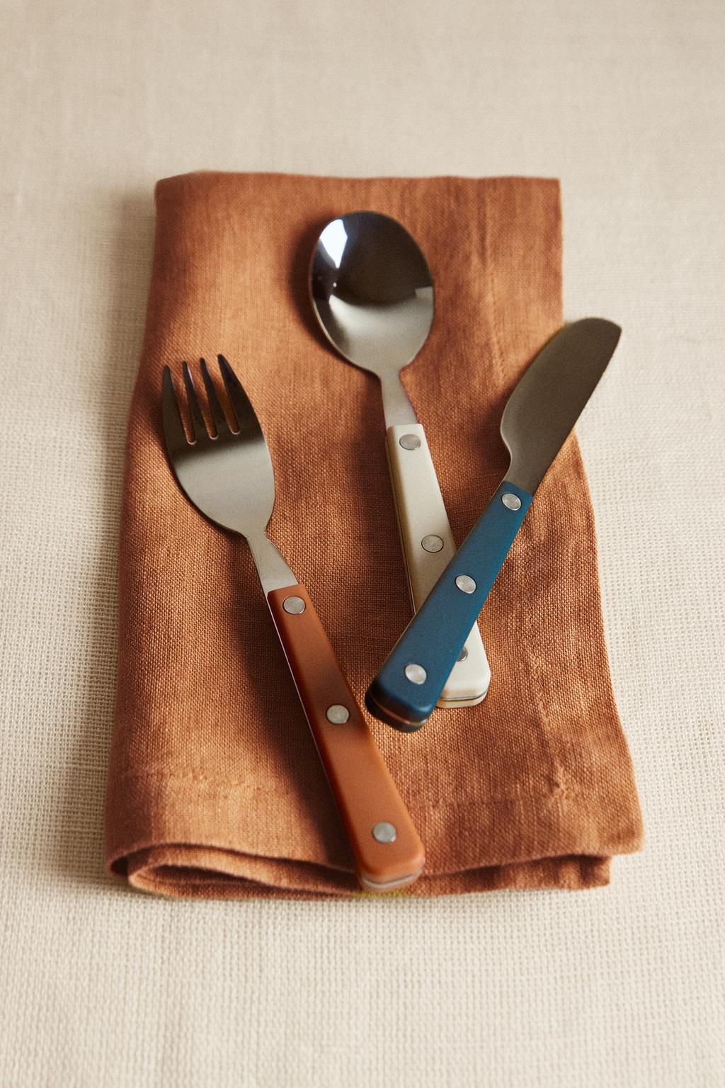 Набор детских столовых приборов в теплых тонах (набор из 3 шт.)