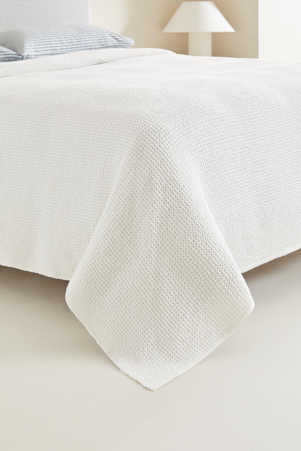 Покрывало из хлопка с мини-вафельным узором