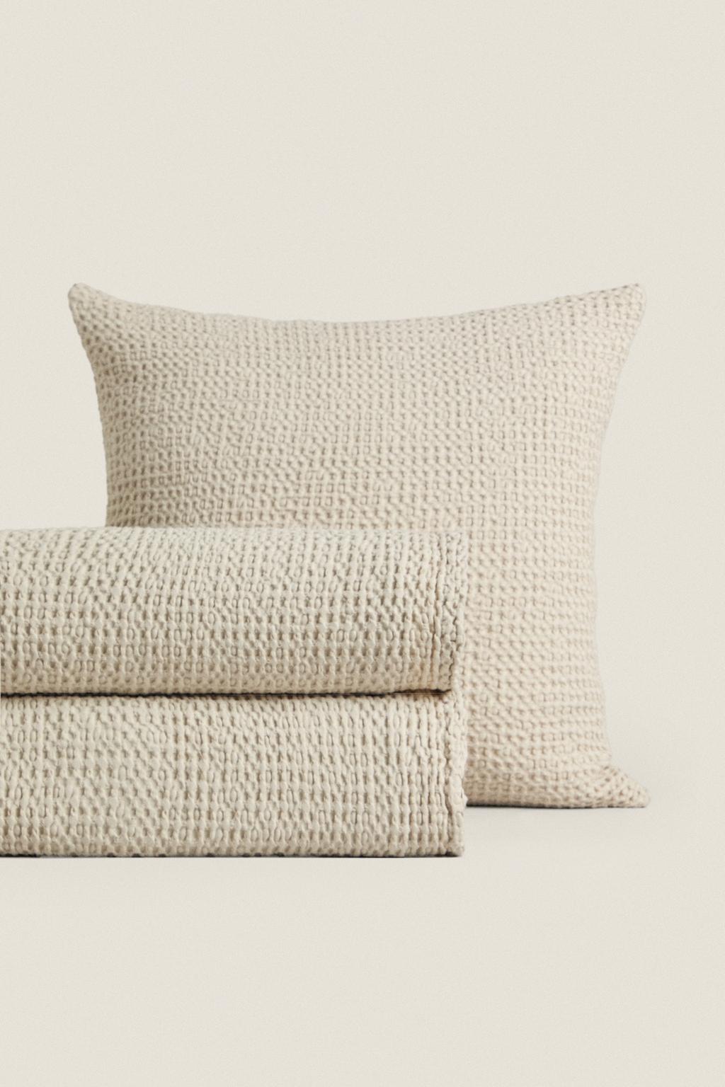 Покрывало из мини-вафельной вязки из хлопка