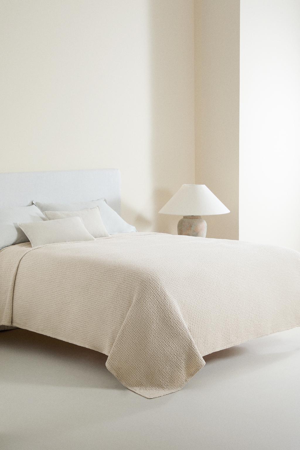 Покрывало из мини-вафельной вязки из хлопка