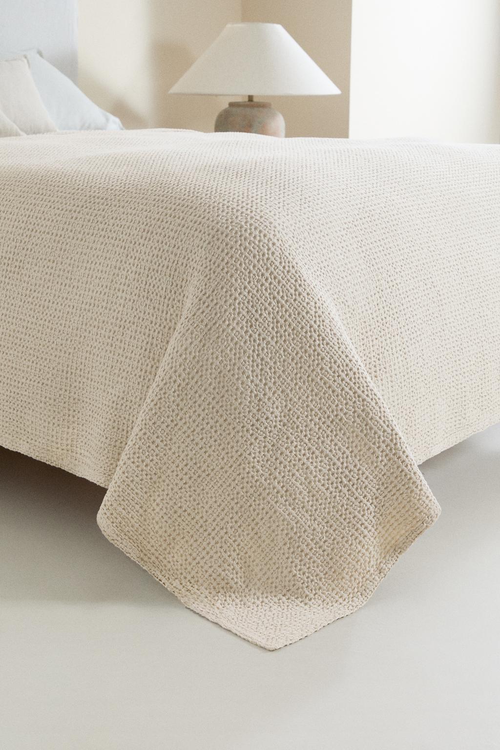 Покрывало из мини-вафельной вязки из хлопка