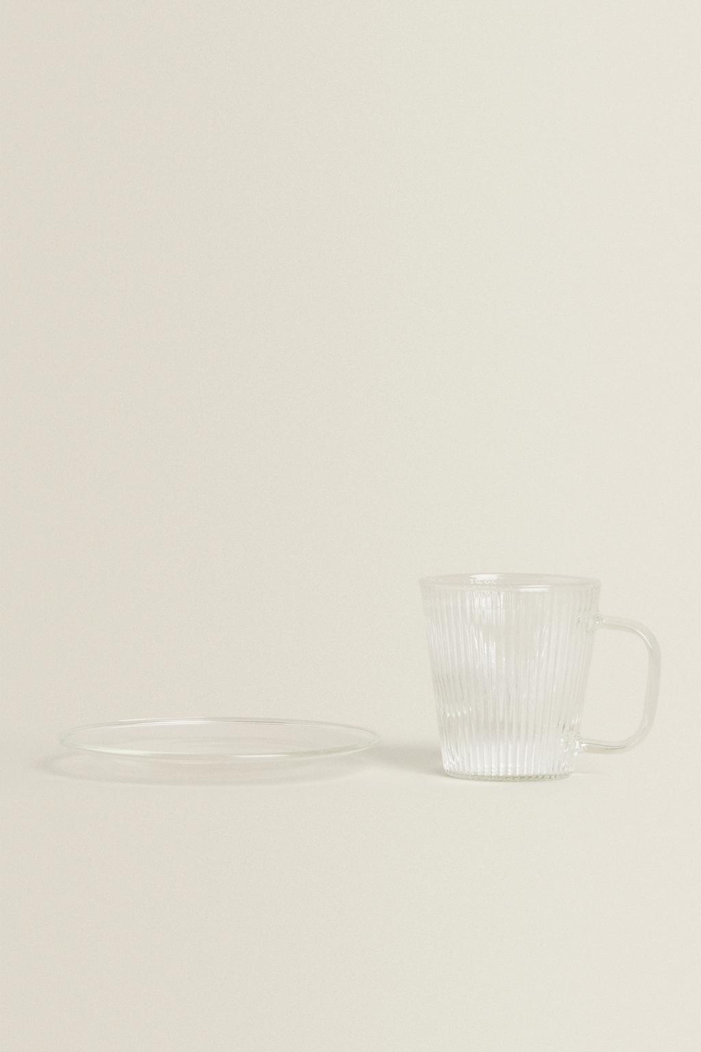 Чашка и блюдце из боросиликатного стекла для кофе