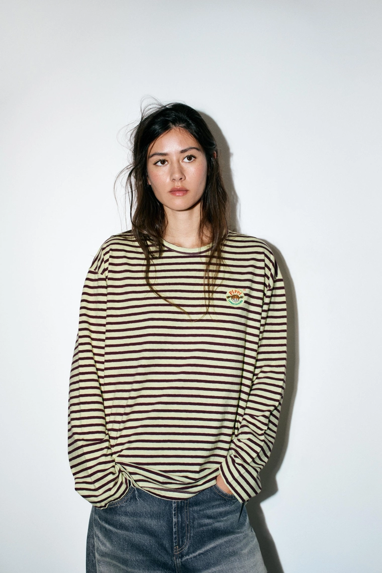 ФУТБОЛКА В ПОЛОСКУ С ВЫШИВКОЙ ПЕППИ ДЛИННЫЙЧУЛОК™