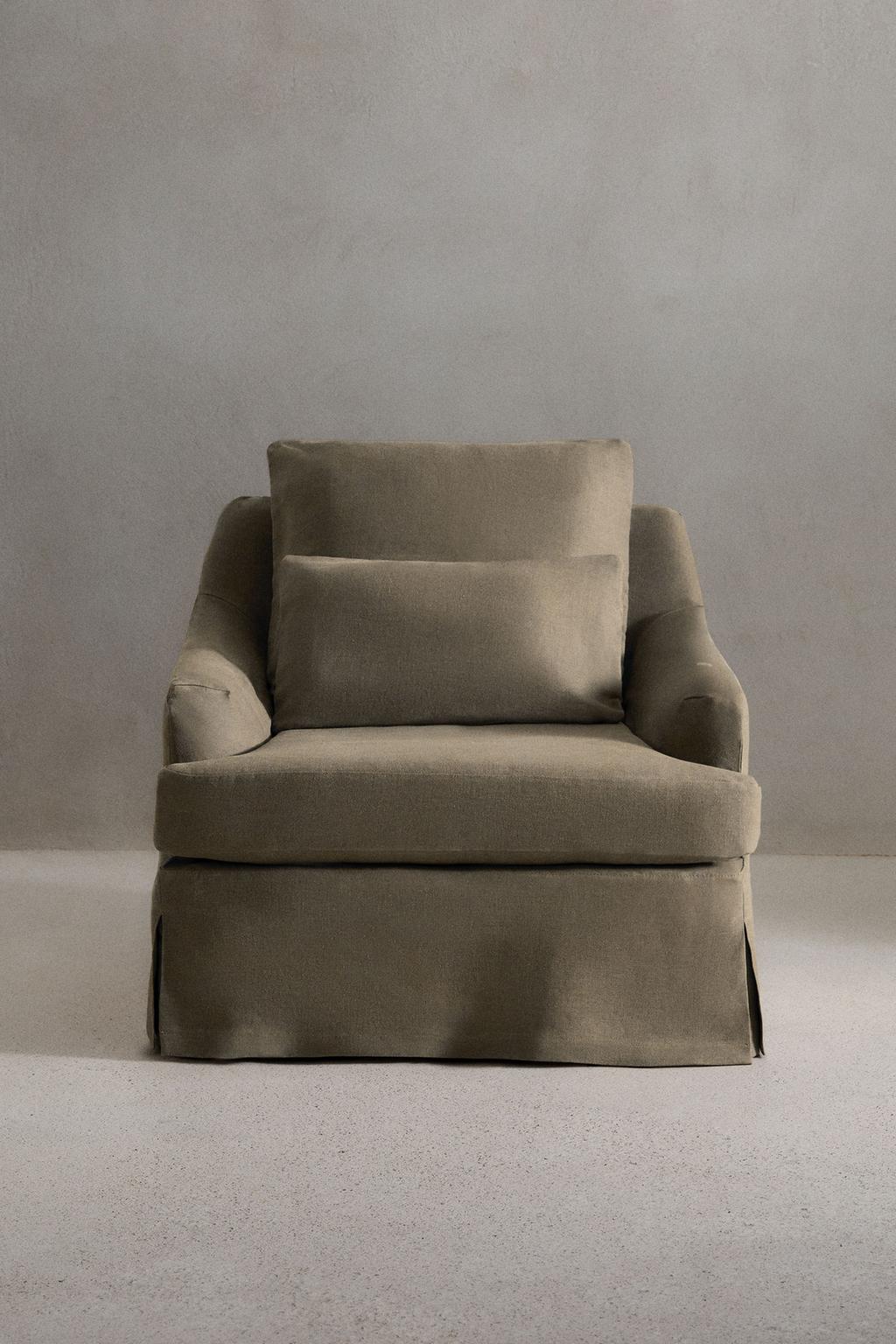 Кресло 01 с чехлом из льна