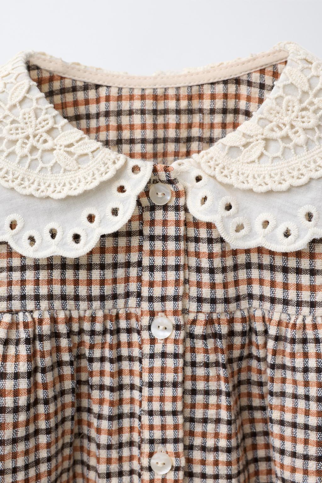РУБАШКА В КЛЕТКУ С ВЫШИТЫМ ВОРОТНИКОМ