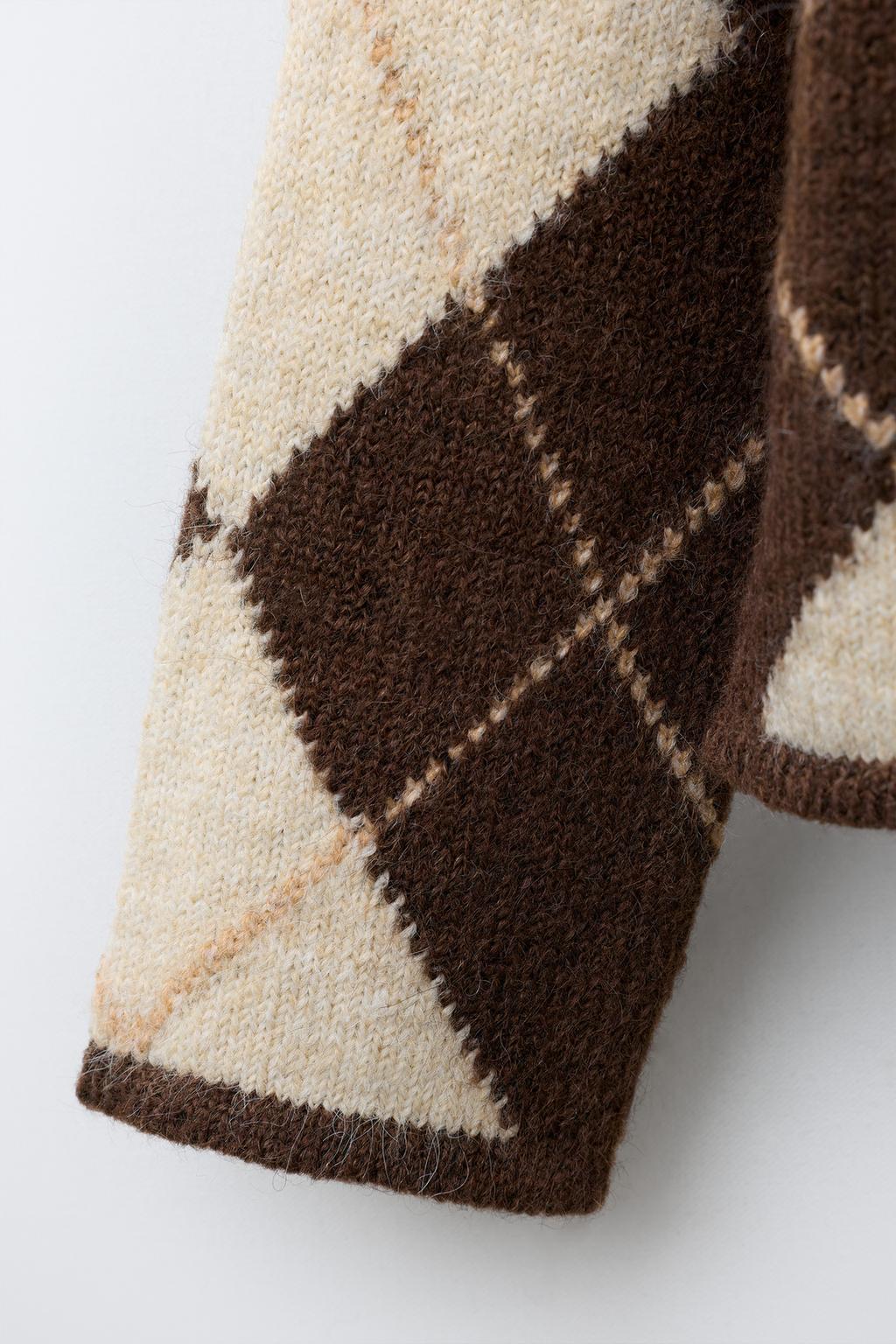 ВЯЗАНЫЙ КАРДИГАН С УЗОРОМ «РОМБЫ»