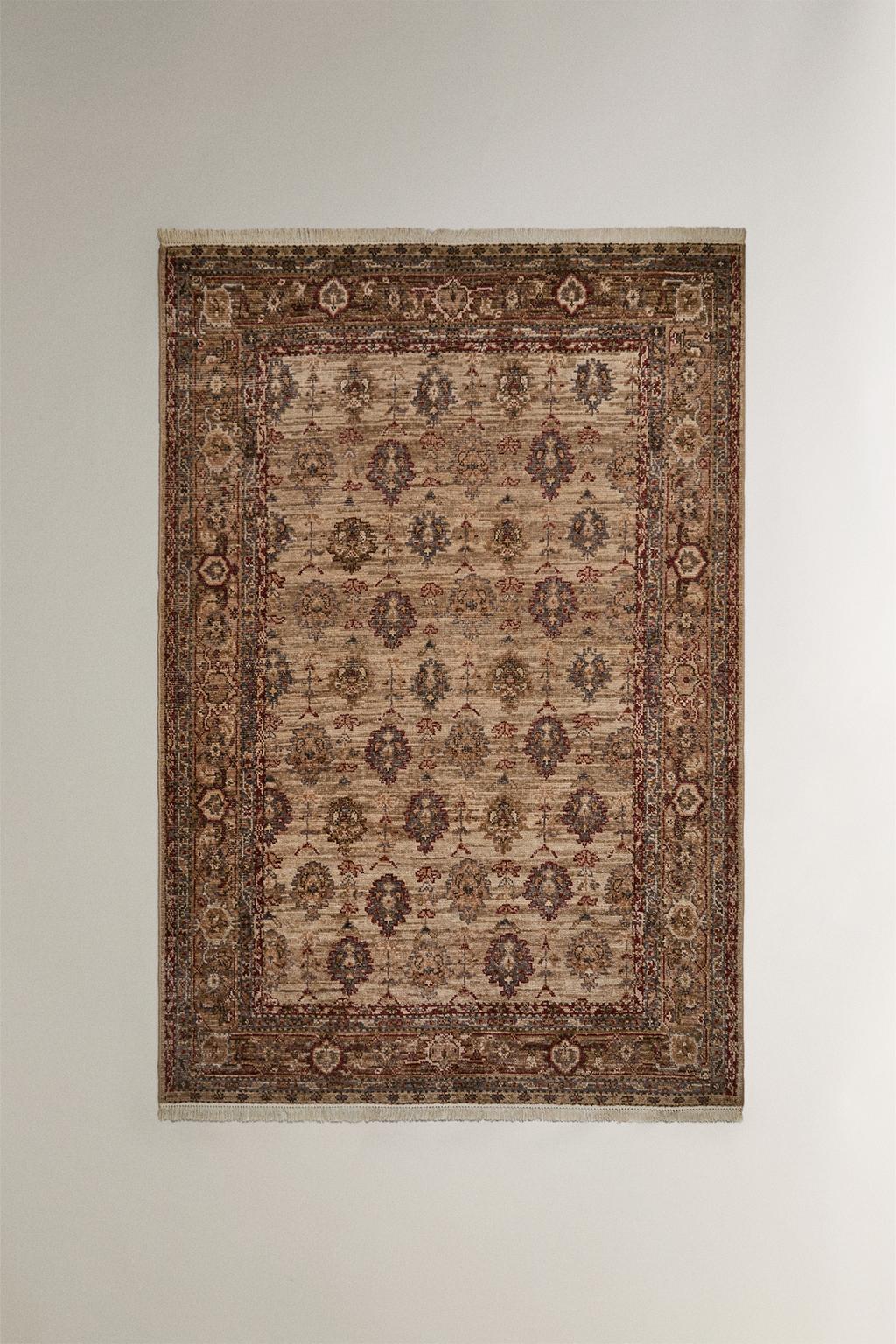 Шерстяной ковер с геометрическим и цветочным принтом