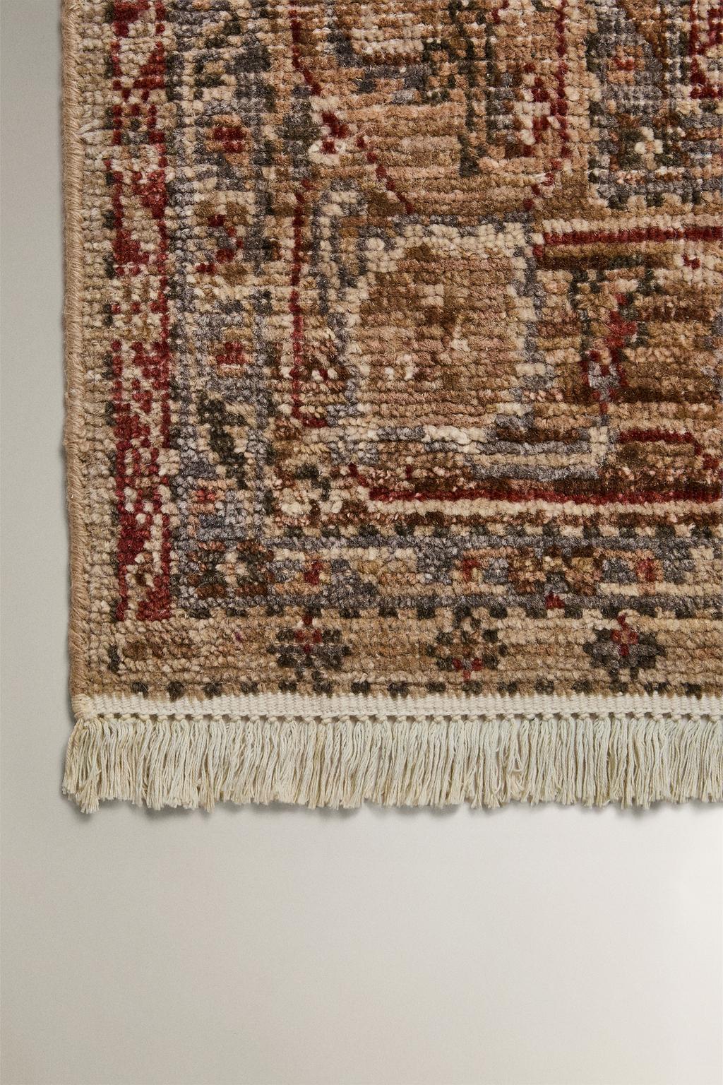 Шерстяной ковер с геометрическим и цветочным принтом