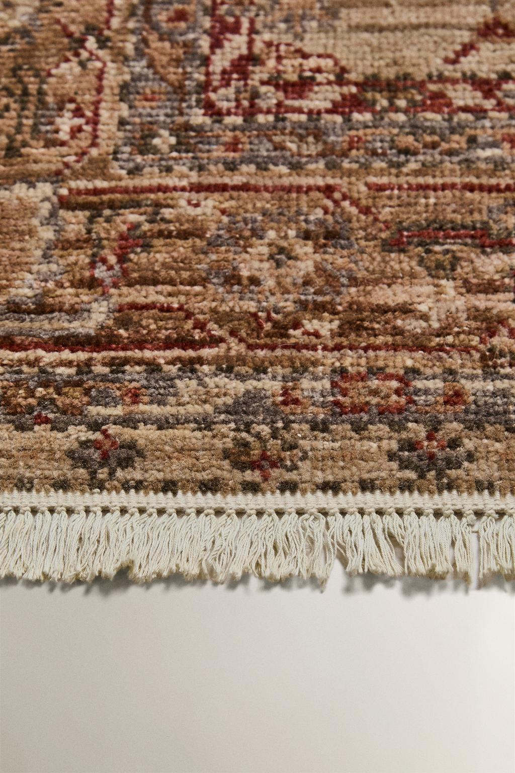 Шерстяной ковер с геометрическим и цветочным принтом