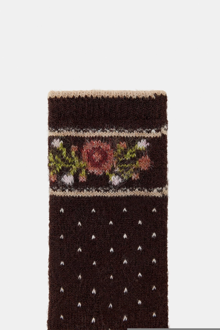 ЖАККАРДОВЫЕ НОСКИ В ГОРОШЕК С ЦВЕТАМИ