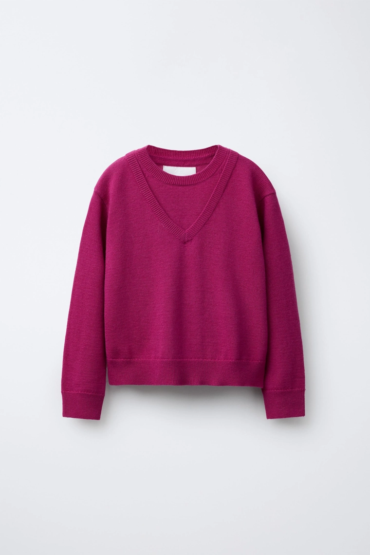 СВИТЕР ИЗ 100% ШЕРСТИ С ДВОЙНЫМ ВОРОТНИКОМ