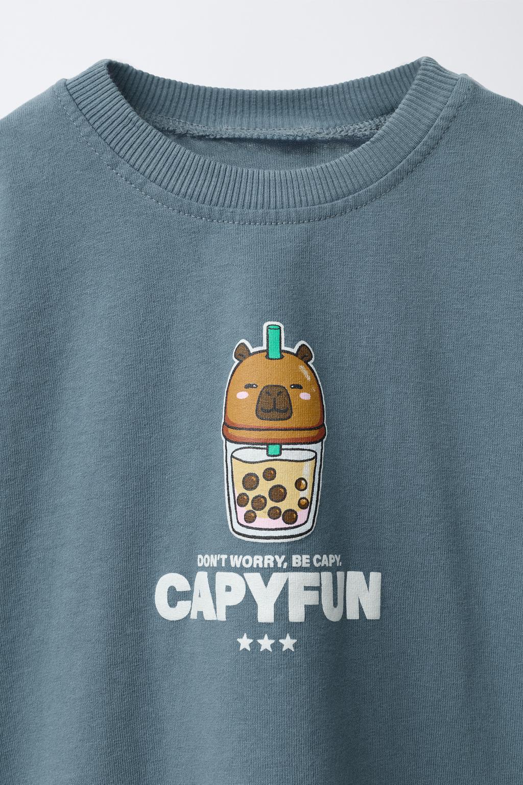 ФУТБОЛКА С ЭФФЕКТОМ GARMENT DYE С ПРИНТОМ «КАПИБАРА CAPYFUN ©»