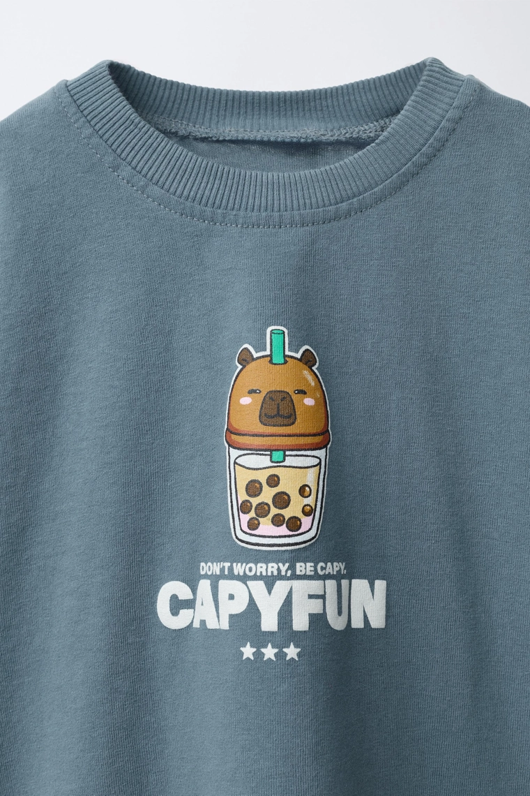 ФУТБОЛКА С ЭФФЕКТОМ GARMENT DYE С ПРИНТОМ «КАПИБАРА CAPYFUN ©»