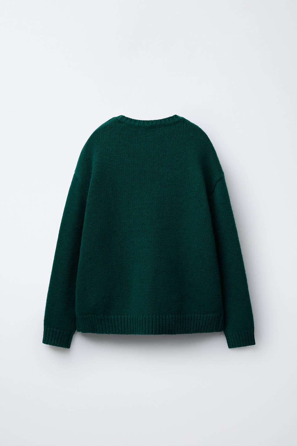 7-12 ЛЕТ/ ВЯЗАНЫЙ СВИТЕР ИЗ ШЕРСТИ С ВЫШИВКОЙ КРОЛИКА