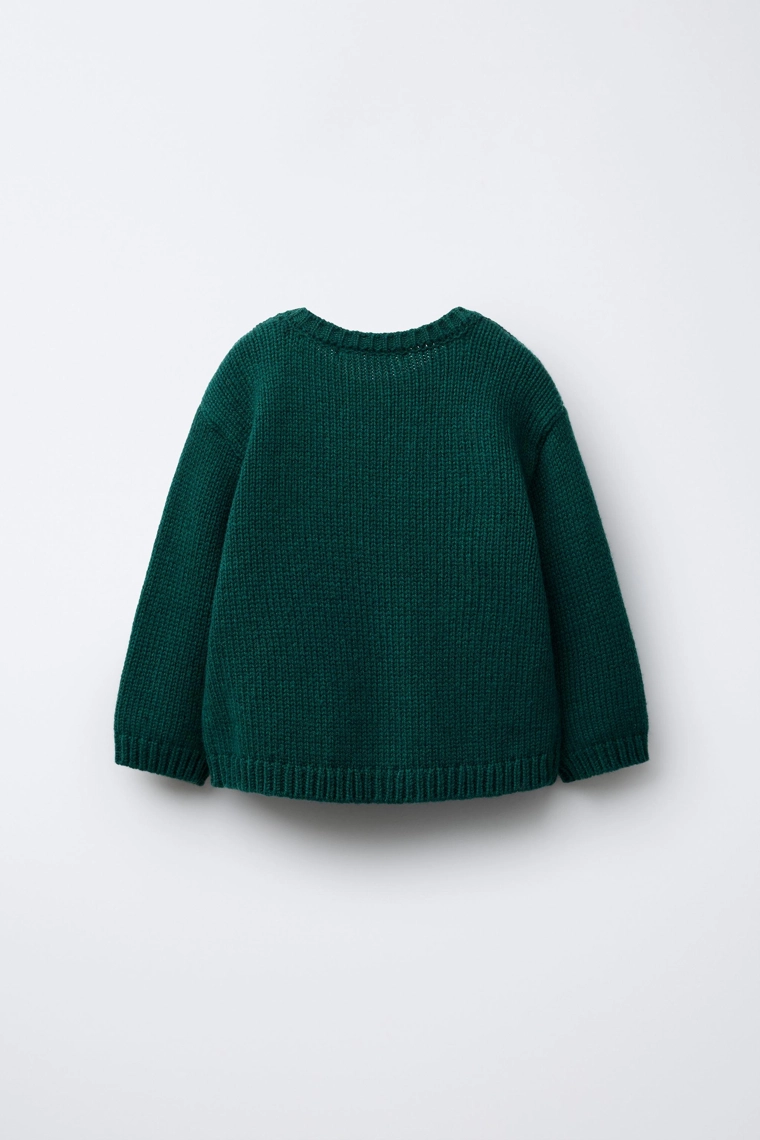 1-6 ЛЕТ/ ВЯЗАНЫЙ СВИТЕР С ВЫШИВКОЙ КРОЛИКА ИЗ ШЕРСТИ