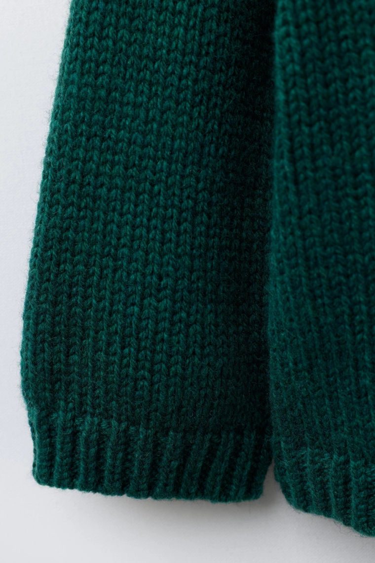 1-6 ЛЕТ/ ВЯЗАНЫЙ СВИТЕР С ВЫШИВКОЙ КРОЛИКА ИЗ ШЕРСТИ