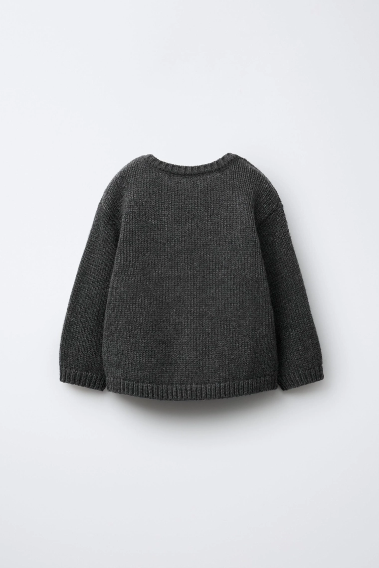 1-6 ЛЕТ/ ВЯЗАНЫЙ СВИТЕР С ВЫШИТОЙ МЫШКОЙ И ШЕРСТЬЮ