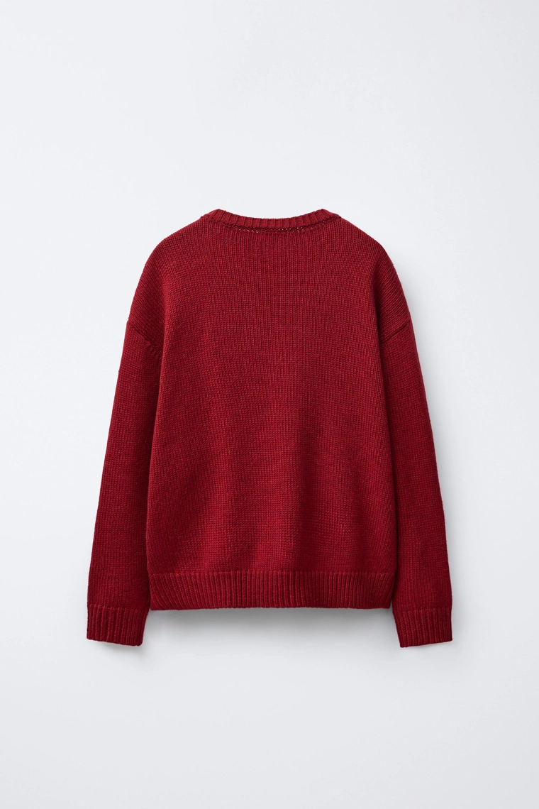 ВЯЗАНЫЙ СВИТЕР ИЗ ШЕРСТИ С ВЫШИТЫМ МЕДВЕЖОНКОМ