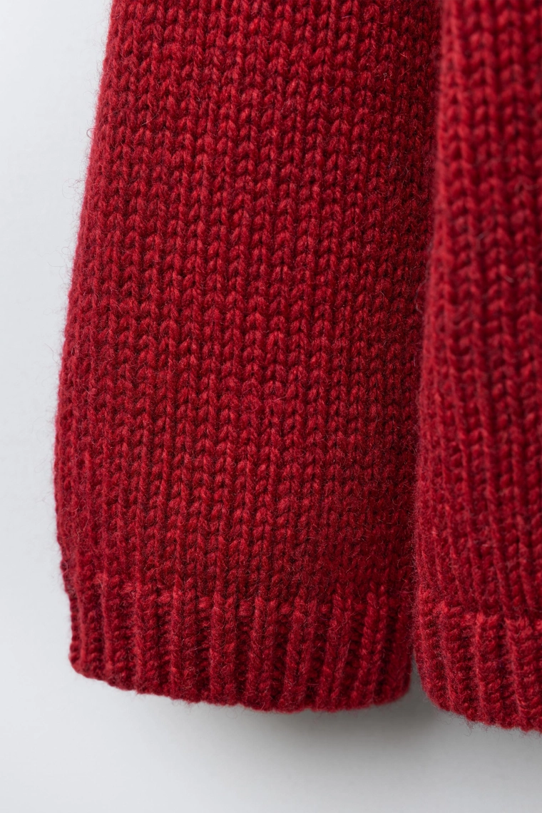 1-6 ЛЕТ/ ВЯЗАНЫЙ СВИТЕР ИЗ ШЕРСТИ С ВЫШИВКОЙ В ВИДЕ МЕДВЕЖОНКА