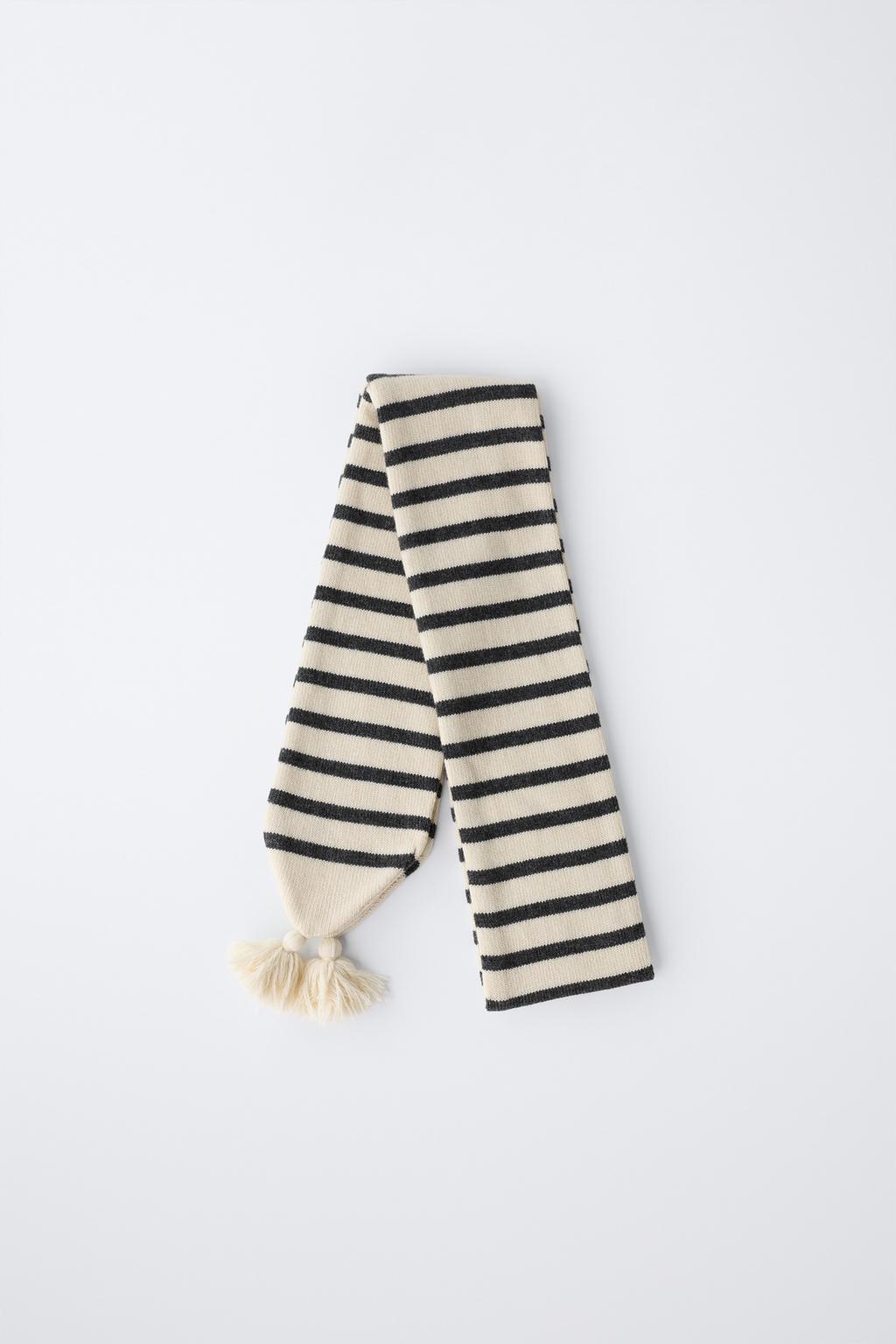 ВЯЗАНЫЙ ШАРФ В ПОЛОСКУ С ШЕРСТЬЮ