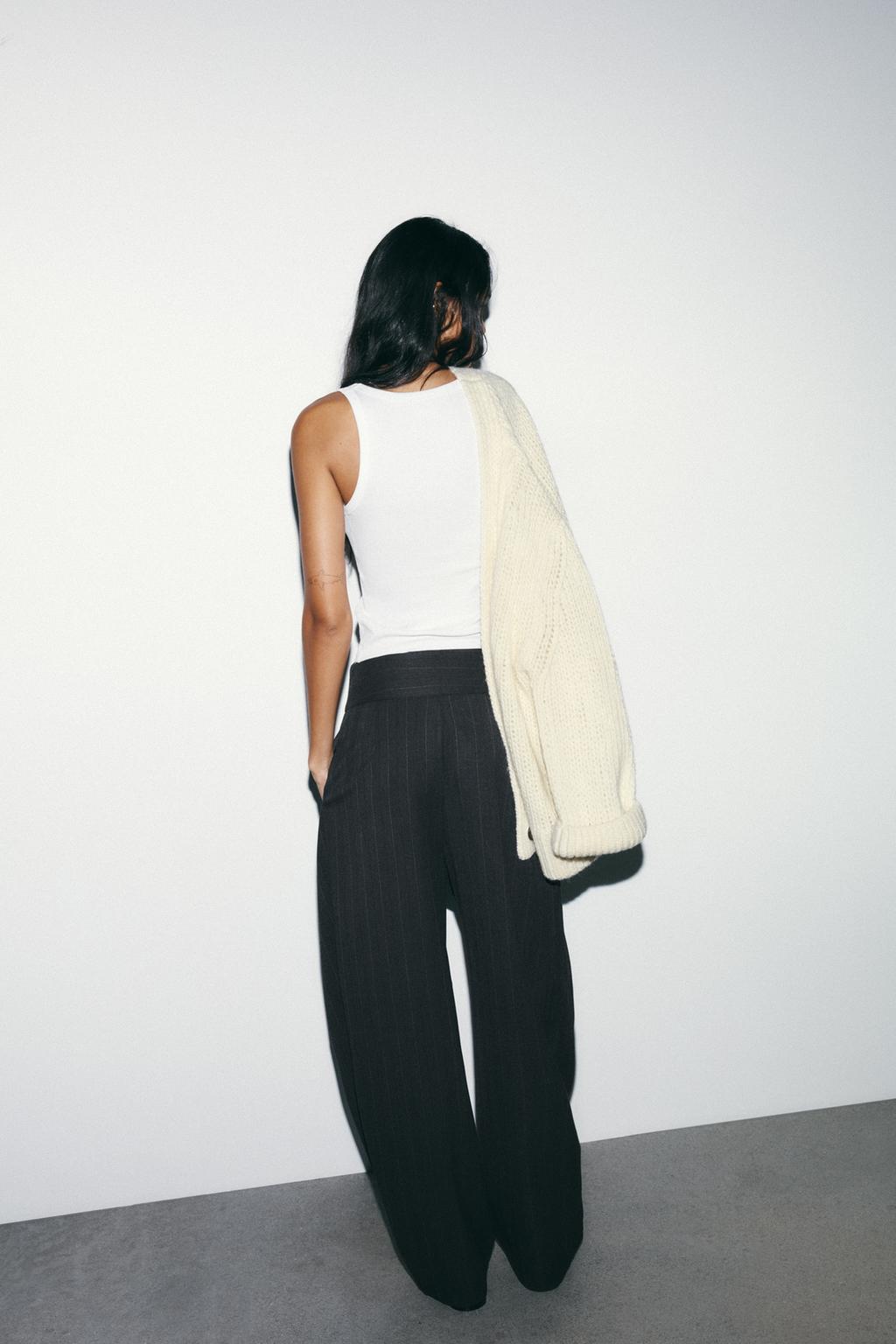 БРЮКИ BALLOON В ПОЛОСКУ С ЗАЩИПАМИ